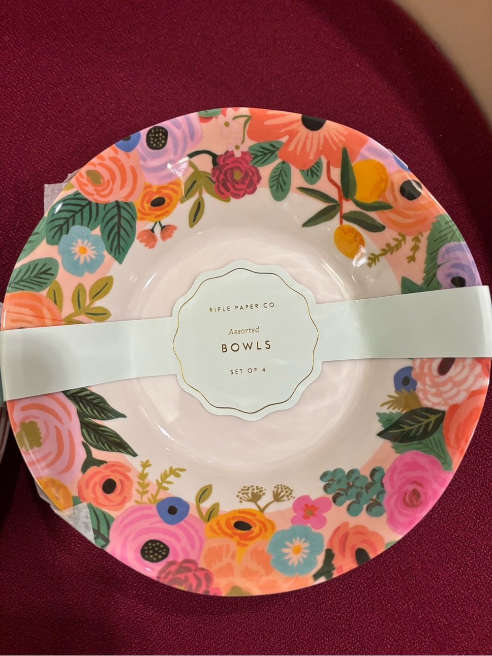 Rifle Paper Co. Garden Party Melamine Bowls.  Two Sets Of 4.  NWT!